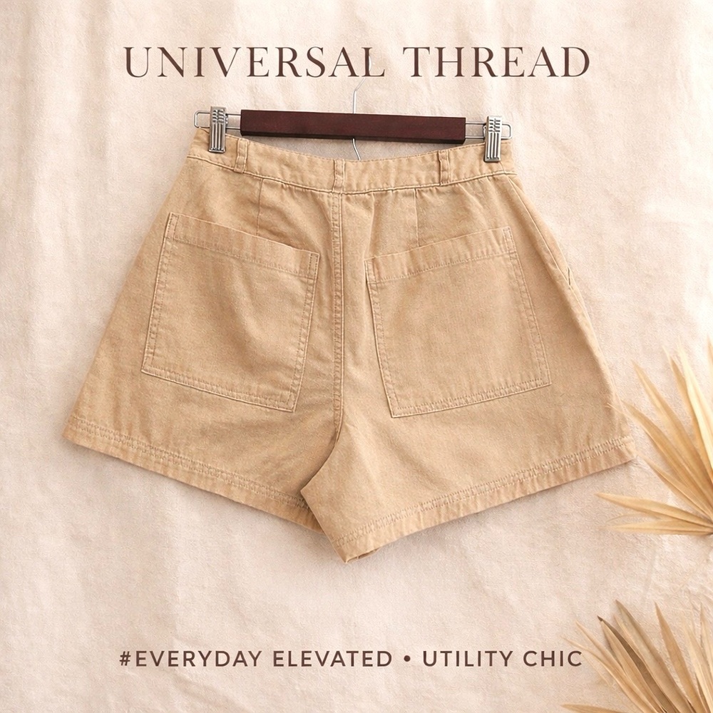 Universal Thread Tan Utility Shorts | Size 2 | Soft Cotton High-Rise